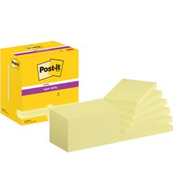 Post-it® 655-12SSCY Haftnotiz Super Sticky  127x76mm ge 12x90Bl