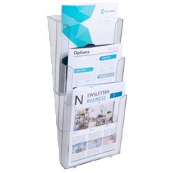 Exacompta 74358D Wandprospekthalter A4 hoch 3Fächer transparent