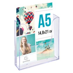 Exacompta 65058D Wandprospekthalter A5 hoch 1Fach transparent