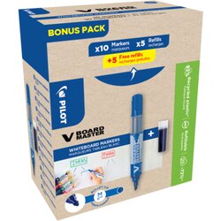 PILOT 5080703G10M Whiteboardmarker Vboard 2,3mm bl Set 10+10Minen