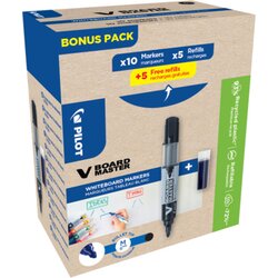 PILOT 5080701G10M Whiteboardmarker Vboard 2,3mm sw Set 10+10Minen