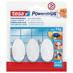 tesa® 57533-00016 Powerstrips Haken small oval weiß 3 St./Pack