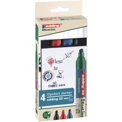 edding 4-32-4 Flipchartmarker 32  EcoLine 15-3mm sort 4St