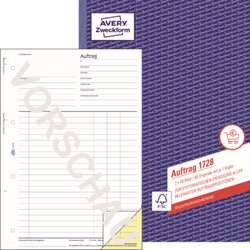 Avery Zweckform 1728 Auftrag DIN A4 +Durchschlag 2x40Blatt