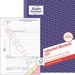 Avery Zweckform 1771 Lohnarbeitnachweis DIN A5 SD 3x40Blatt
