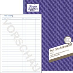 Avery Zweckform 931 PosteinAusgang Formularbuch DIN A4 50Bl.