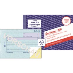 Avery Zweckform 1736 Quittung DIN A6 quer 2x40Blatt 