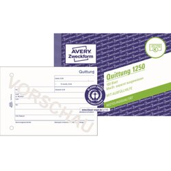 Avery Zweckform 1250 Quittung DIN A6 quer 100Blatt 