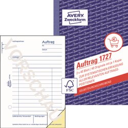 Avery Zweckform 1727 Auftrag DIN A6 +Durchschlag 2x40Bl