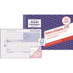 Avery Zweckform 1711 Kassa-Eingangsbuch DIN A6 quer 2fach