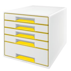 Leitz 52142016 Schubladenbox WOW CUBE 5Schubfächer weiß/gelb