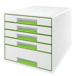 Leitz 52142054 Schubladenbox WOW CUBE 5Schubfächer weiß/grün