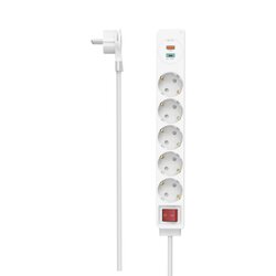 Hama 00223186 Steckdosenleiste 5fach USB-A/C Schalter 1,4m ws
