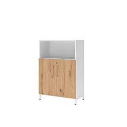 Hammerbacher VFW38T2KUWRBS Regal FlexWall 3OH Sockel Türen weiß/asteiche