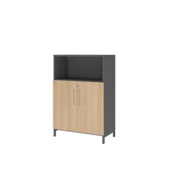 Hammerbacher VFW38T2KUGEBS Regal FlexWall 3OH Sockel Türen graphit/eiche