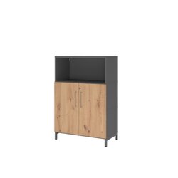 Hammerbacher VFW38T2KUGRBS Regal FlexWall 3OH Sockel Türen graphit/asteiche