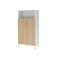Hammerbacher VFW48T3KUWEBS Regal FlexWall 4OH Türen Sockel weiß/eiche