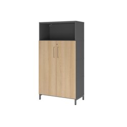 Hammerbacher VFW48T3KUGEBS Regal FlexWall 4OH Türen Sockel graphit/eiche