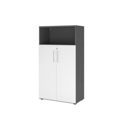 Hammerbacher VFW48T3KGGWBS Regal FlexWall 4OH Türen graphit/weiß