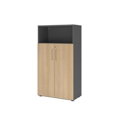Hammerbacher VFW48T3KGGEBS Regal FlexWall 4OH Türen graphit/eiche