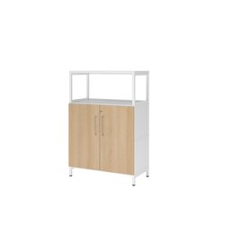 Hammerbacher VFW38T2RUWEBS Regal FlexWall 3OH Sockel Türen 1offen weiß/eiche