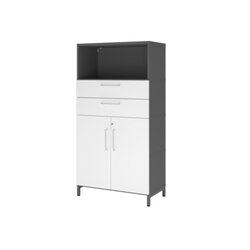 Hammerbacher VFW48K2KUGWBS Schrank FlexWall 4OH Sockel graphit/weiß
