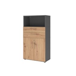 Hammerbacher VFW48K2KGGRBS Schrank FlexWall 4OH graphit/asteiche