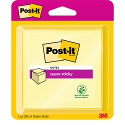 Post-it® 2014-SCY Haftnotizwürfel Super Sticky 76x76mm ge 270Bl 