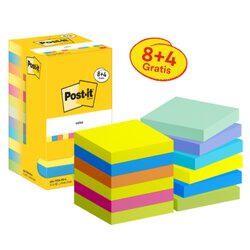 Post-it® 654-TFEN-P8+4 Haftnotiz Notes Energetic 76x76mm sort12x100Bl