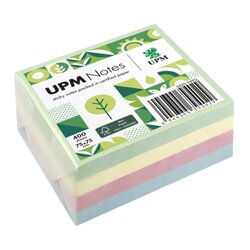 UPM Notes 5820-98PG Haftnotiz Pastell 75x75mm 400Bl. farbig