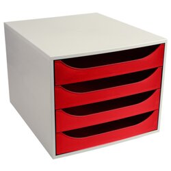 Exacompta 2286107D Schubladenbox Ecobox A4+ 4Schübe offen gr/rt