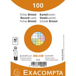 Exacompta 10254E Karteikarte A6 kariert sort. 100St.
