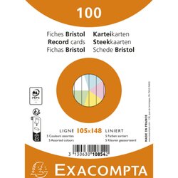 Exacompta 10854E Karteikarte A6 liniert sort. 100St.