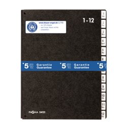 PAGNA 24121-04 Pultordner DIN A4 1-12/Jan-Dez 12Fächer Hartpappe sw