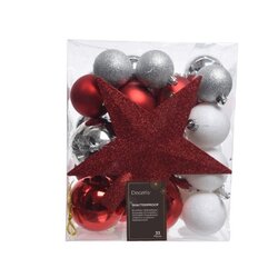 DECORIS 23324 Weihnachtskugeln Mix bruchfest glitter 33St