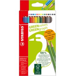 STABILO® D/87-2450 Buntstift GREENcolors sort 12+2St
