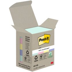 Post-it® 653-1GB Haftnotiz Recycling  Notes 51x38mm sort 6x100Bl
