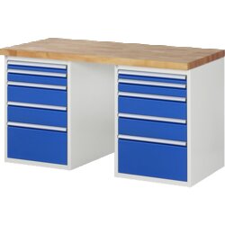 RAU 37511A3157B4M11 Werkbank 1500x700x890 10xSchub-TA lgr/ebl