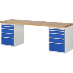 RAU 37511A3257B4M11 Werkbank 2500x700x890 10xSchub-TA lgr/ebl