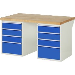RAU 37510A3159B4M11 Werkbank 1500x900x890 8xSchub-TA lgr/ebl
