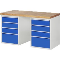 RAU 37510A3157B4M11 Werkbank 1500x700x890 8xSchub-TA lgr/ebl