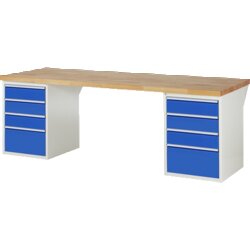 RAU 37510A3259B4M11 Werkbank 2500x900x890 8xSchub-TA lgr/ebl