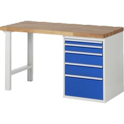 RAU 37511A1157B4M11 Werkbank 1500x700x890 5xSchub-TA lgr/ebl