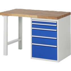 RAU 37511A1127B4M11 Werkbank 1250x700x890 5xSchub-TA lgr/ebl