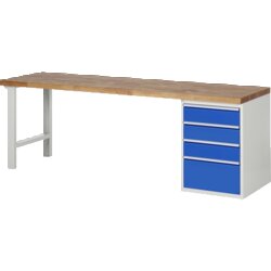 RAU 37510A1257B4M11 Werkbank 2500x700x890 4xSchub-TA lgr/ebl