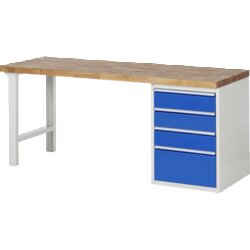 RAU 37510A1207B4M11 Werkbank 2000x700x890 4xSchub-TA lgr/ebl