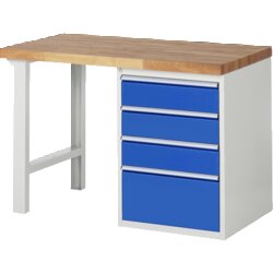 RAU 37510A1127B4M11 Werkbank 1250x700x890 4xSchub-TA lgr/ebl