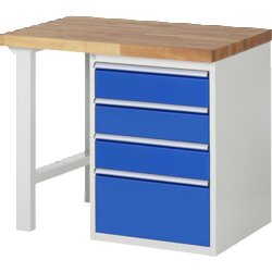 RAU 37510A1107B4M11 Werkbank 1000x700x890 4xSchub-TA lgr/ebl