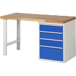 RAU 37510A1157B4M11 Werkbank 1500x700x890 4xSchub-TA lgr/ebl