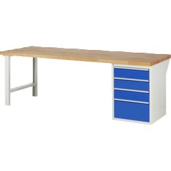 RAU 37510A1259B4M11 Werkbank 2500x900x890 4xSchub-TA lgr/ebl
